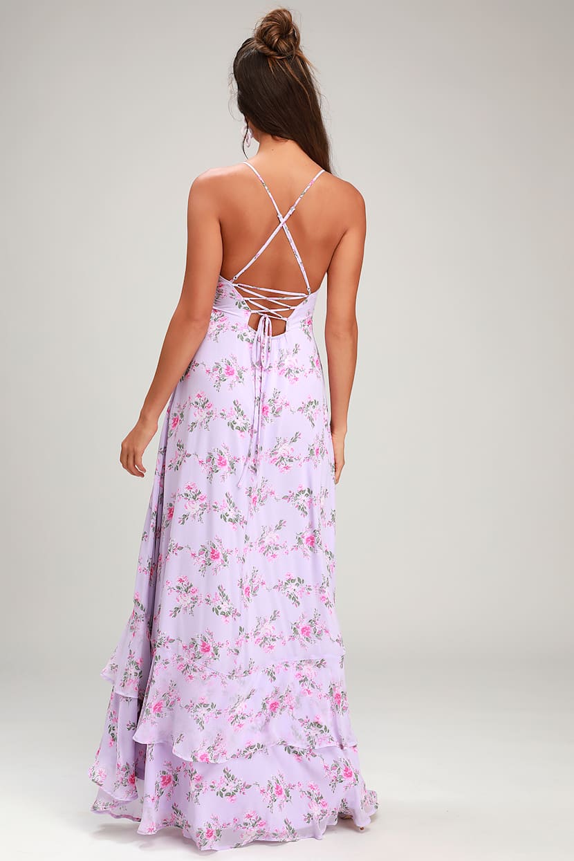 Glam Lavender Wrap Maxi Dress - Lace-Up Dress - Ruffle Maxi Dress - Lulus