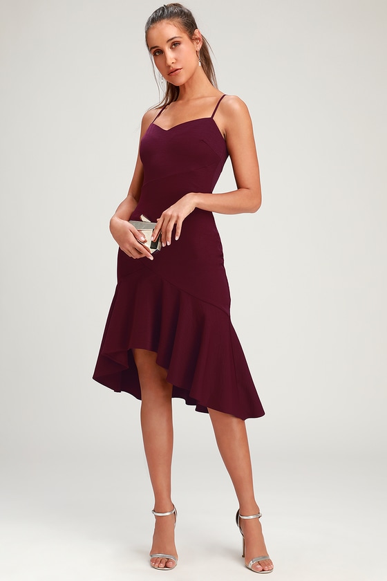 Chic Plum Purple Dress - Bodycon Dress - Asymmetrical Dress - Lulus