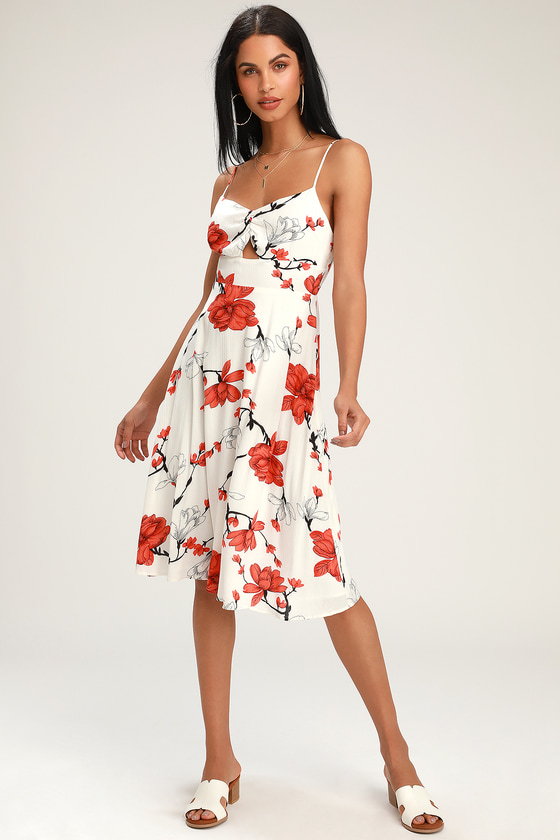 Red And White Floral Midi Dress Online Sales, UP TO 57% OFF | www 
