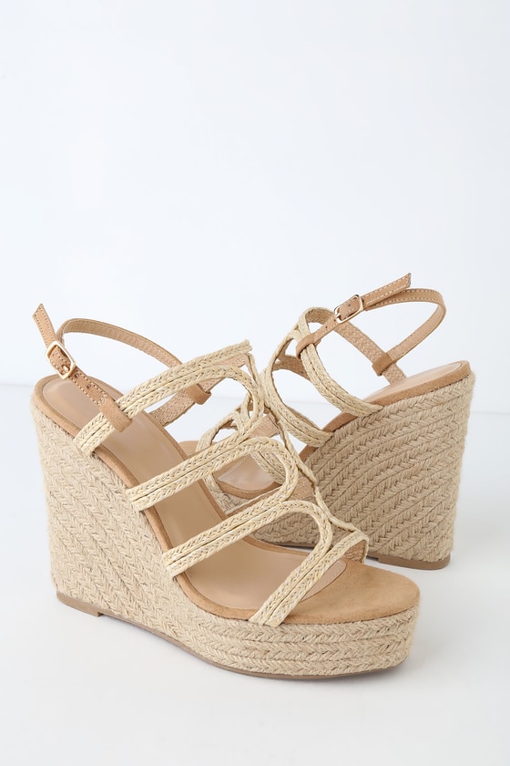 Cute Tan Sandals - Espadrille Sandals - Espadrille Wedges - Lulus