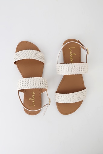 Blaise White Flat Sandals