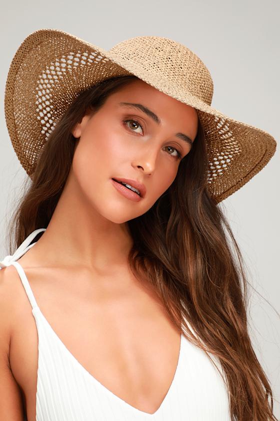 Tiki Beige Straw Sun Hat 1