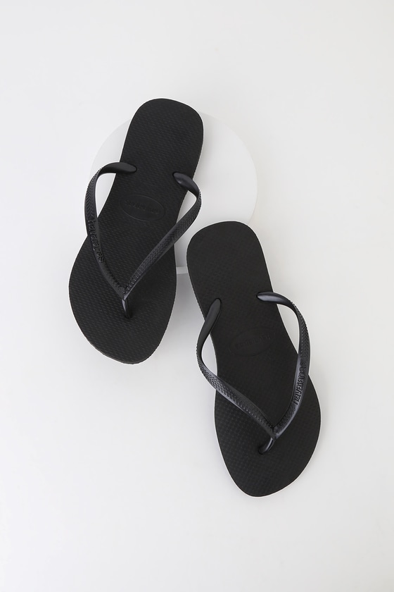 Havaianas Slim - Black Flip Flops - Foam Flip Flops - Thongs - Lulus