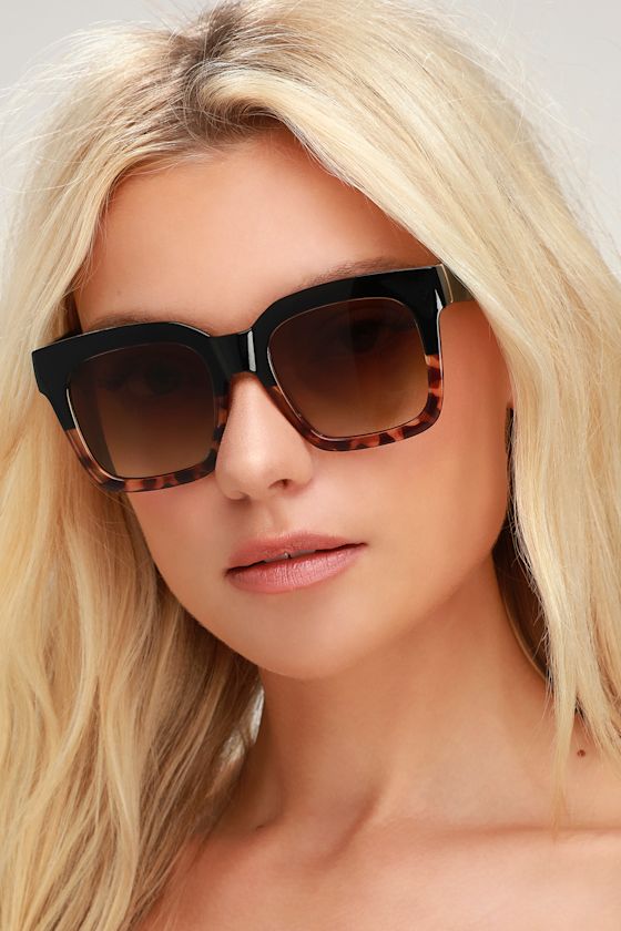 Black and Tortoise Oversized Sunglasses Square Sunglasses Lulus