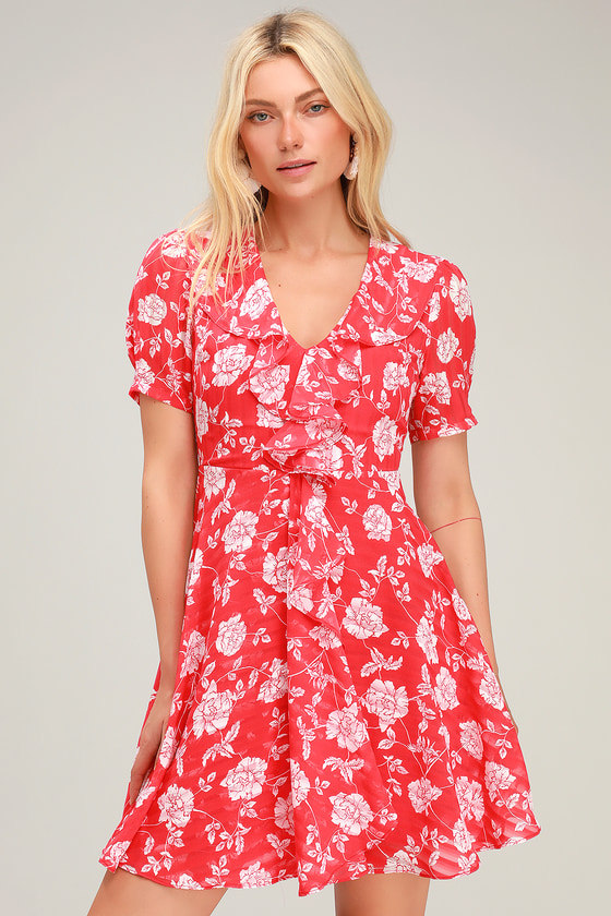 red short sleeve mini dress