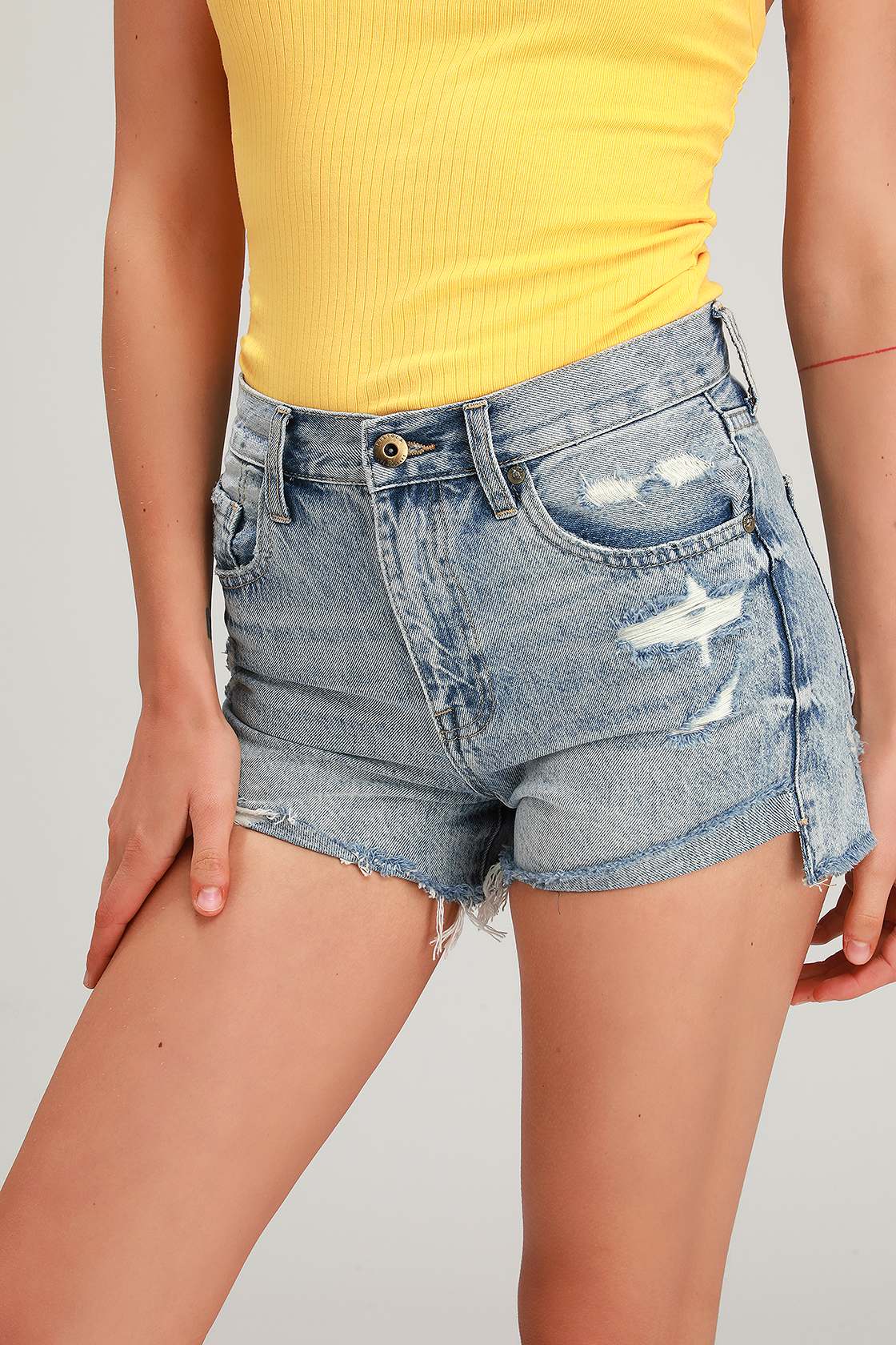 Light Wash High Rise Shorts