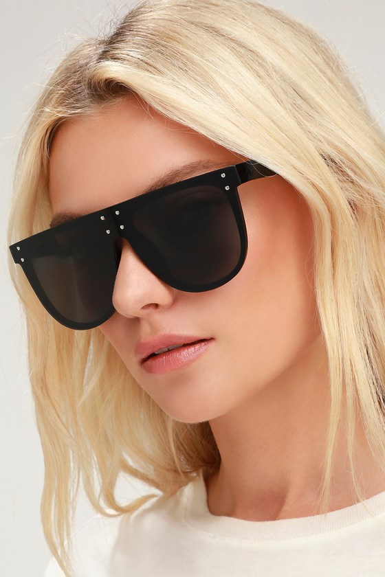 Chic Black Sunglasses Flat Top Sunglasses Sporty Sunnies Lulus
