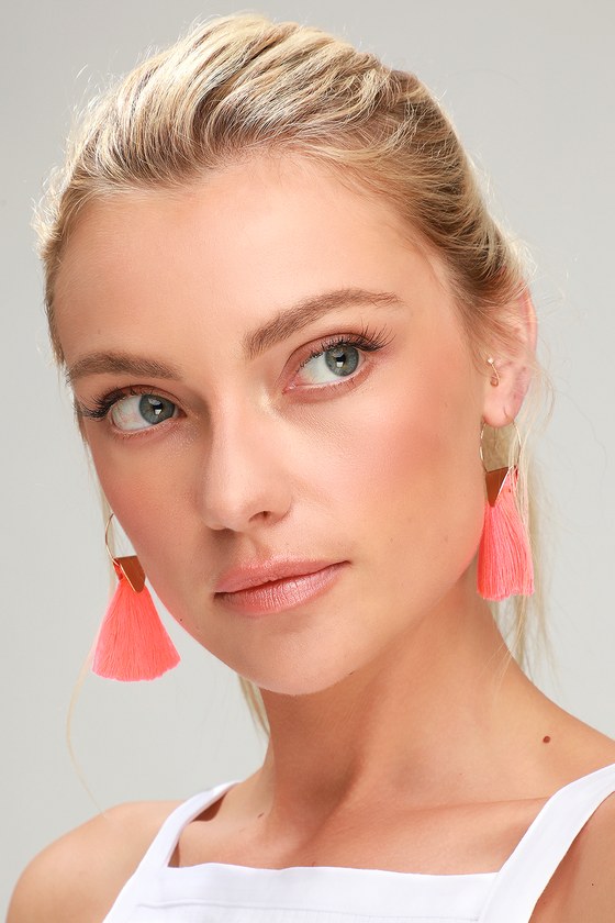 Cute Tassel Earrings - Neon Pink Earrings - Fringe Earrings - Lulus