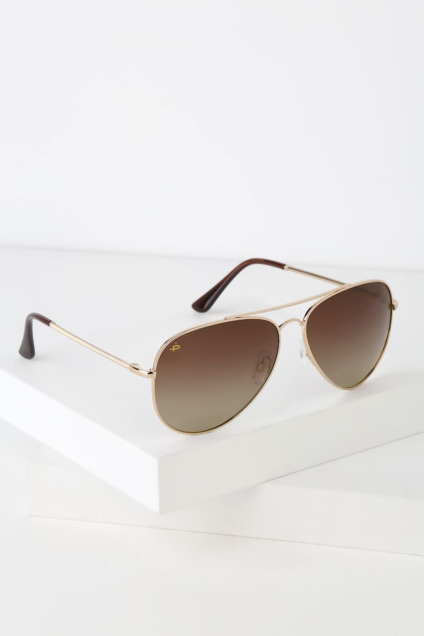 Prive Revaux The Cali - Gold Sunglasses - Brown Sunglasses 