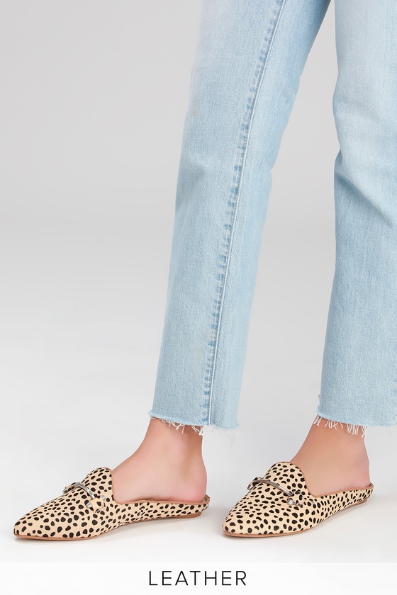 leopard calf hair slides