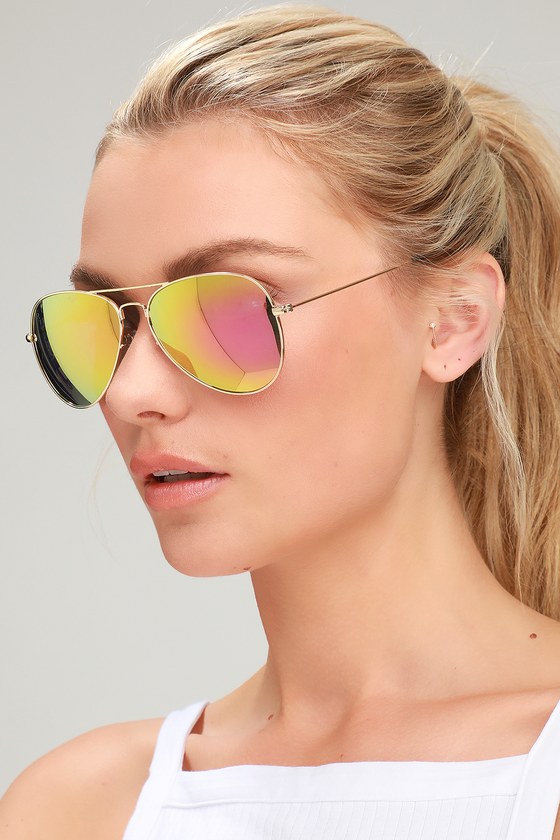 Prive Revaux The Commando Pink Mirrored Aviator Sunglasses Lulus