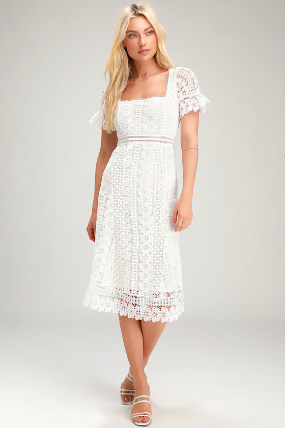 Love To Be Loved White Lace Midi Dress 1