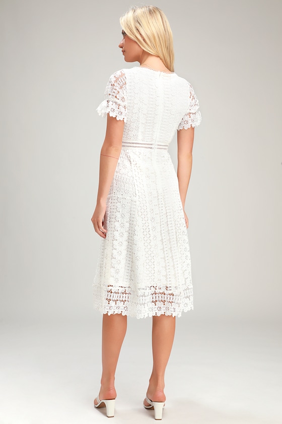 Love To Be Loved White Lace Midi Dress 4