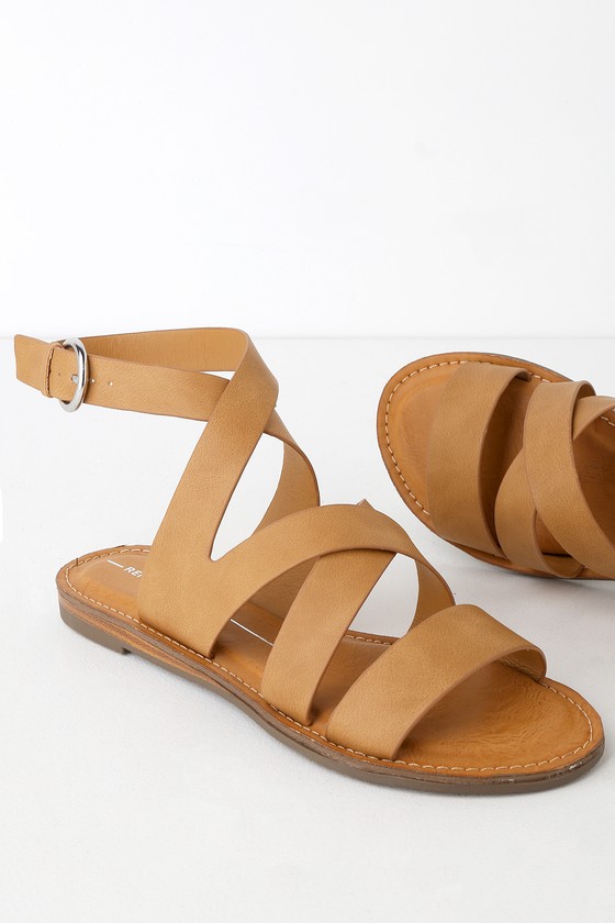 Report Quill Sandals - Tan Print Sandals - Strappy Sandals - Lulus