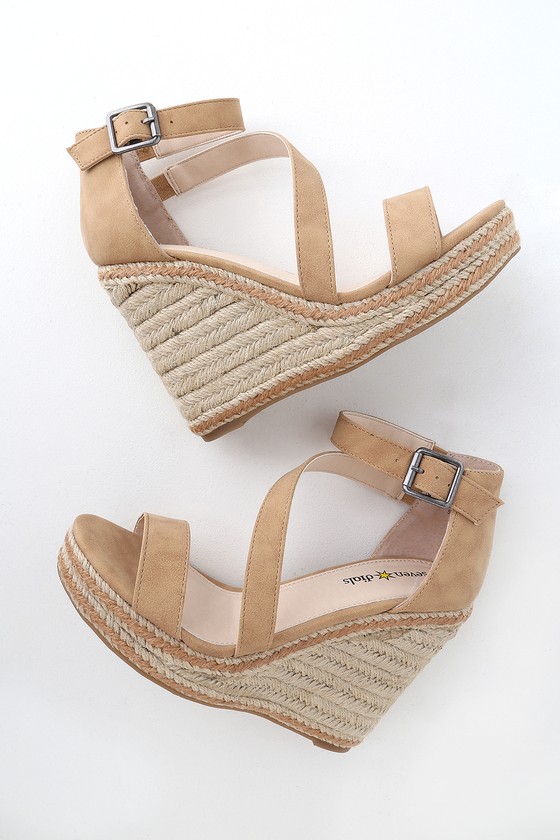 cute tan wedges