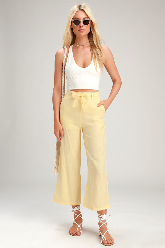 Amalfi Yellow Belted Wide-Leg Pants 1
