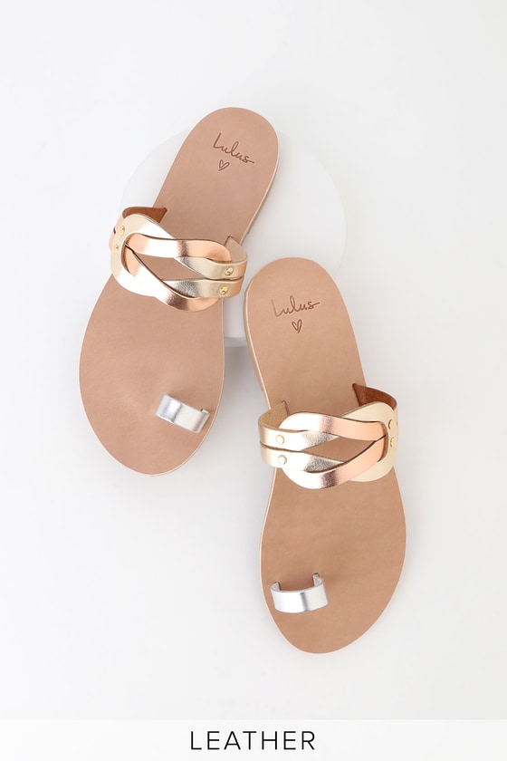 multi metallic sandals