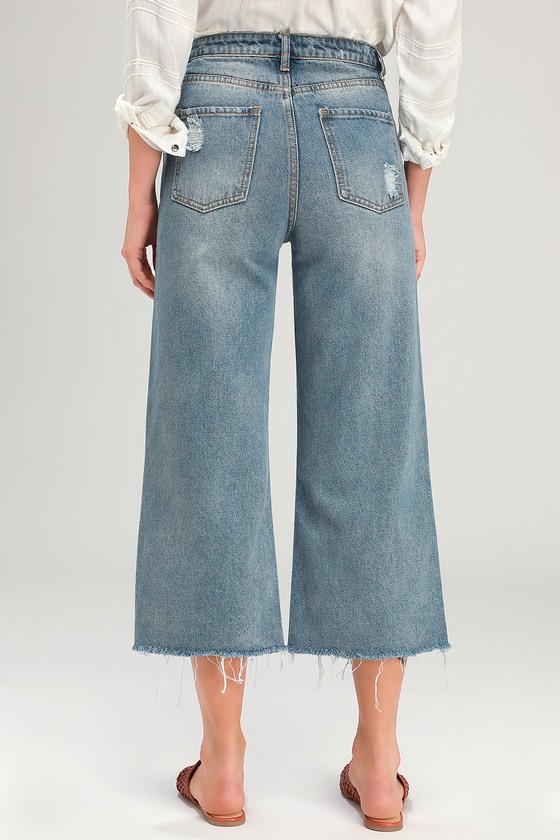 Cute Jeans - Light Wash Jeans - Cropped Jeans - Wide-Leg Jeans