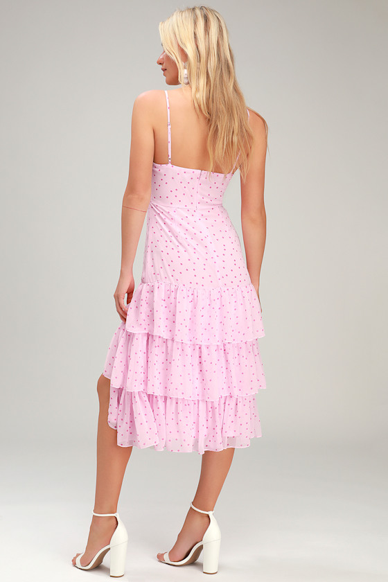 Nellie Blush Polka Dot Ruffled Midi Dress 4