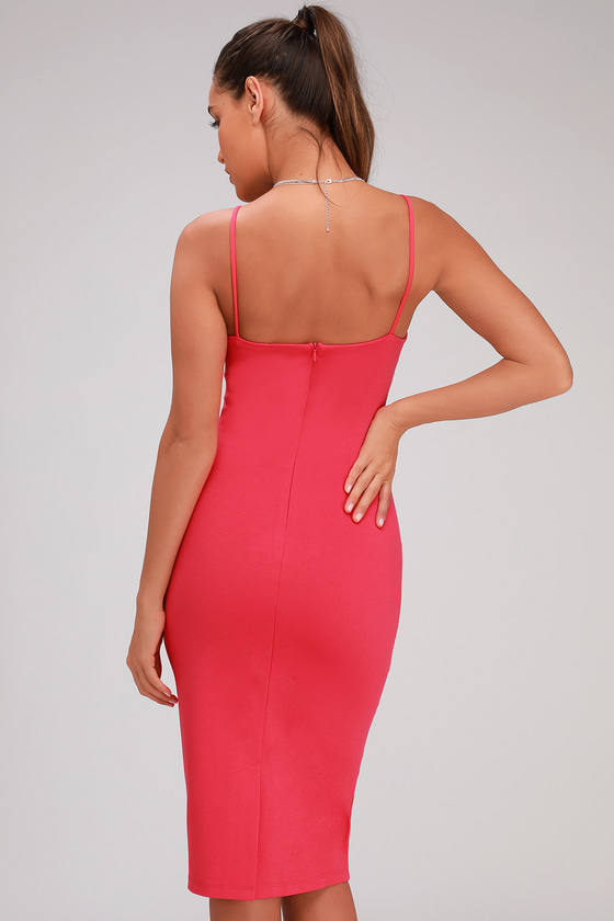 Hot pink bodycon midi dress