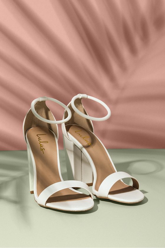 Caleigh White Ankle Strap Heels 5