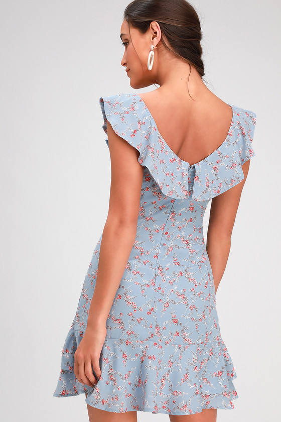 ruffle floral mini dress