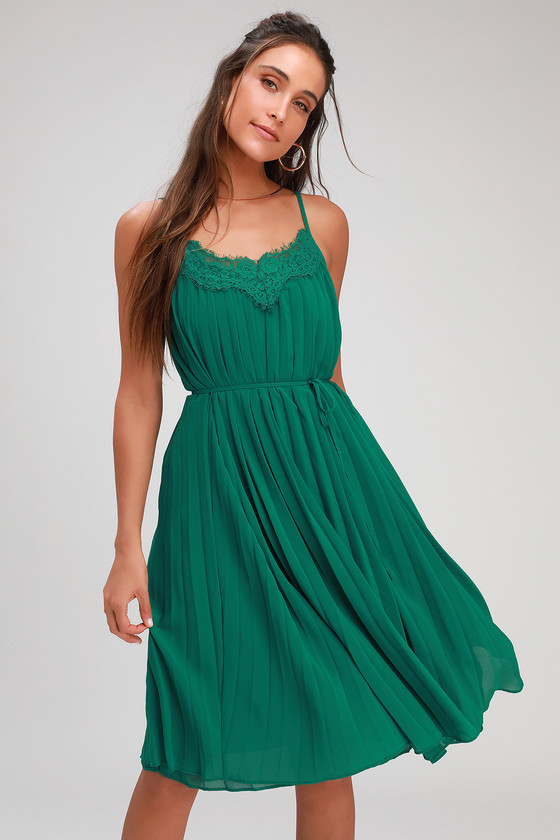 Cute Green Dress - Pleated Midi Dress - Green Midi Dress - Lulus