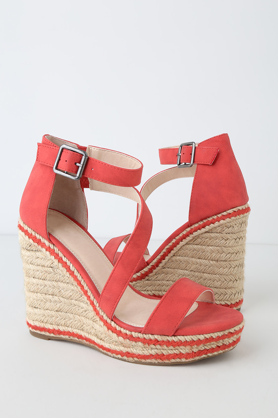 red suede wedges