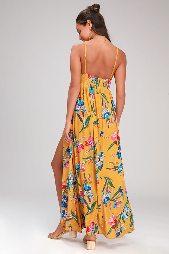 Cute Yellow Swim CoverUp Yellow Floral Print Swim CoverUp