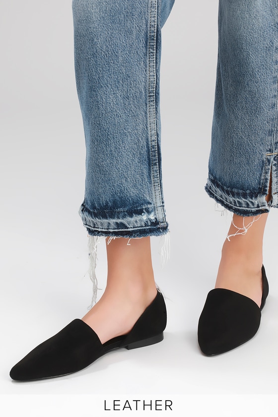 black leather d orsay flats