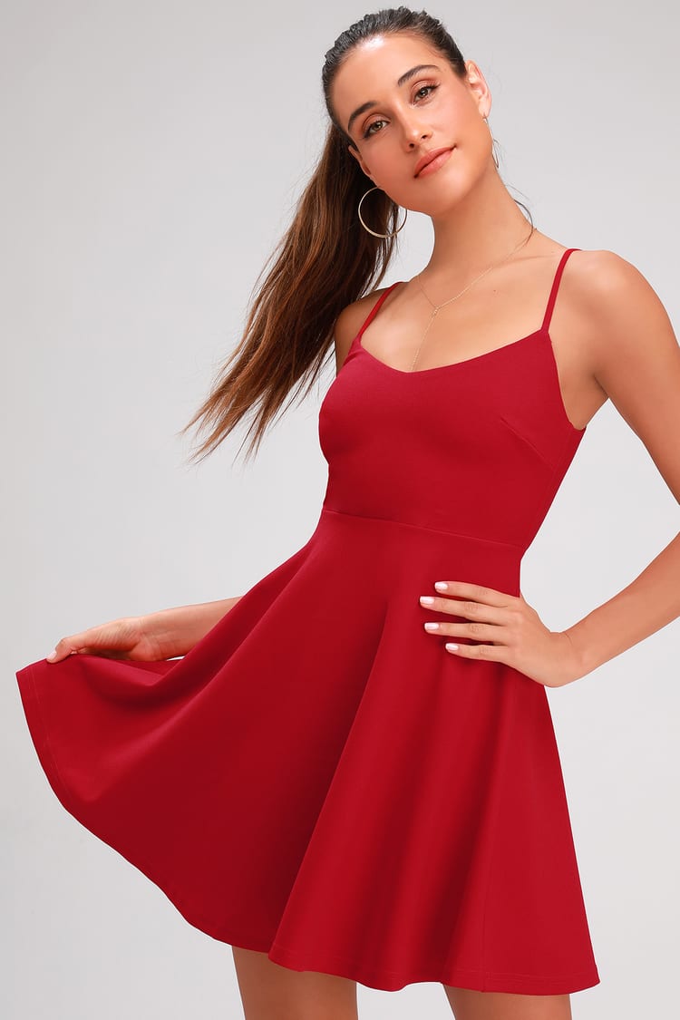 Cute Red Dress - Red Skater Red Party - Mini Dress - Lulus