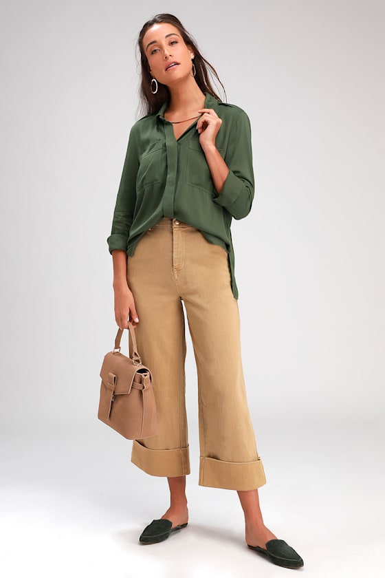 Chic Pursuit Olive Green Long Sleeve Top 3