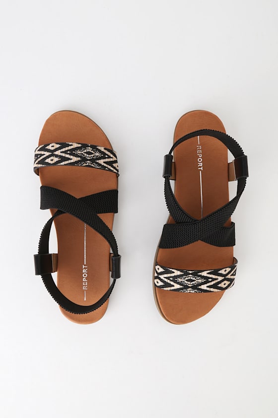 report black flat sandals