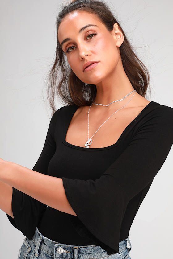Robin Black Flounce Sleeve Top 4