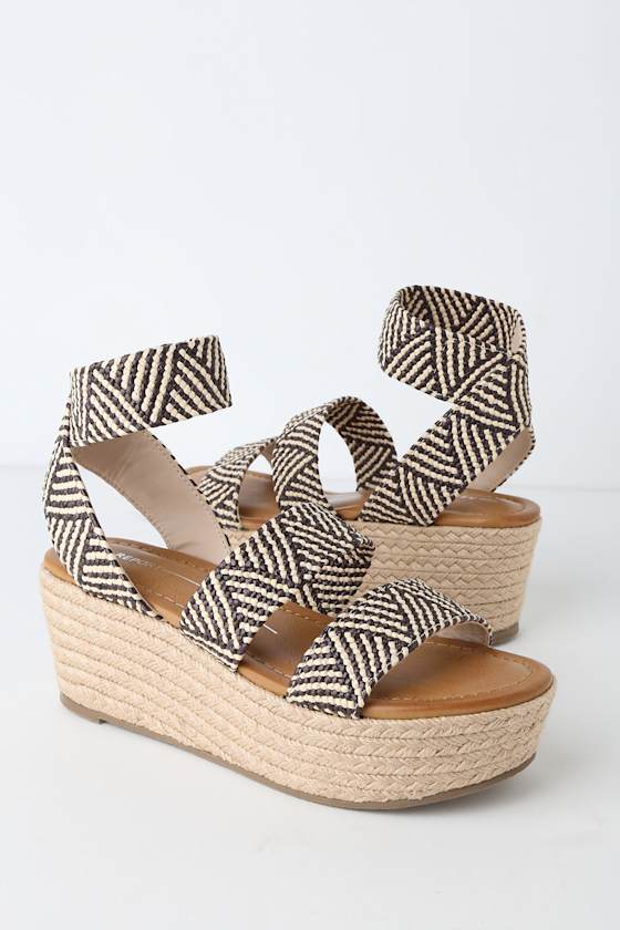 Marilyn Black and White Woven Platform Sandals 1