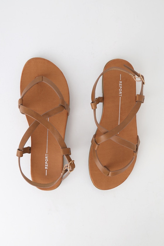 tan strappy flats