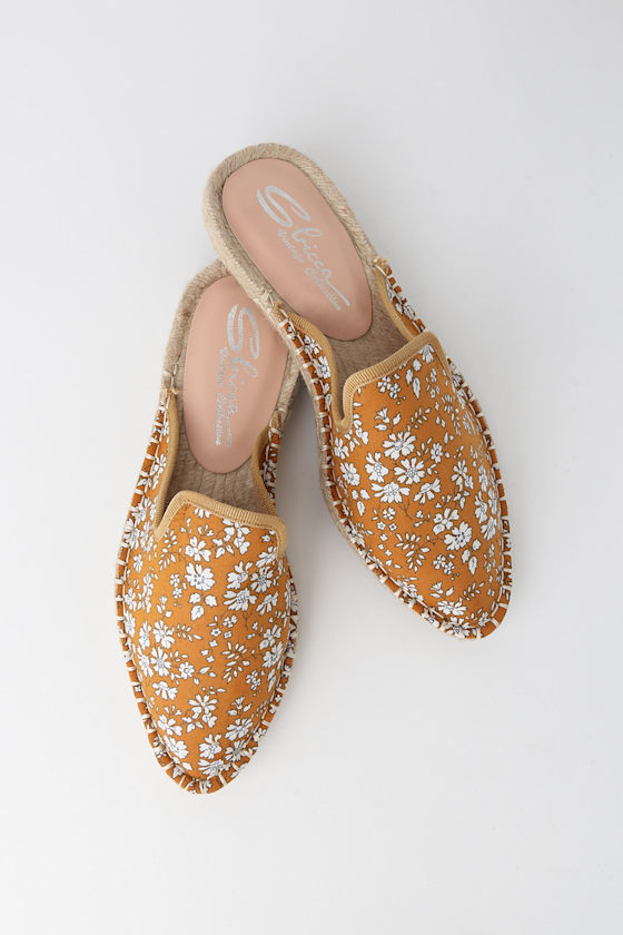 Upton Marigold Floral Print Espadrille Loafer Slides 2