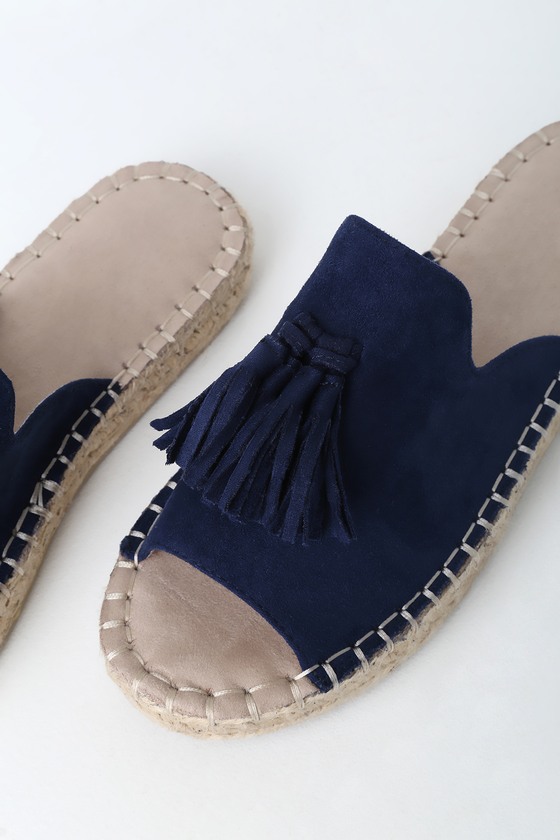 suede espadrille slides