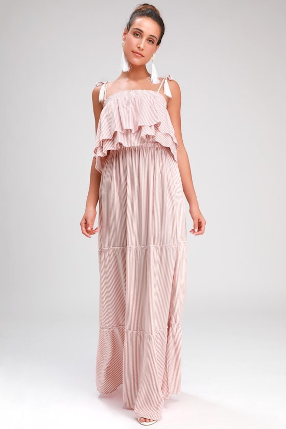 Live Laugh Layer Rusty Rose Striped Maxi Dress 1