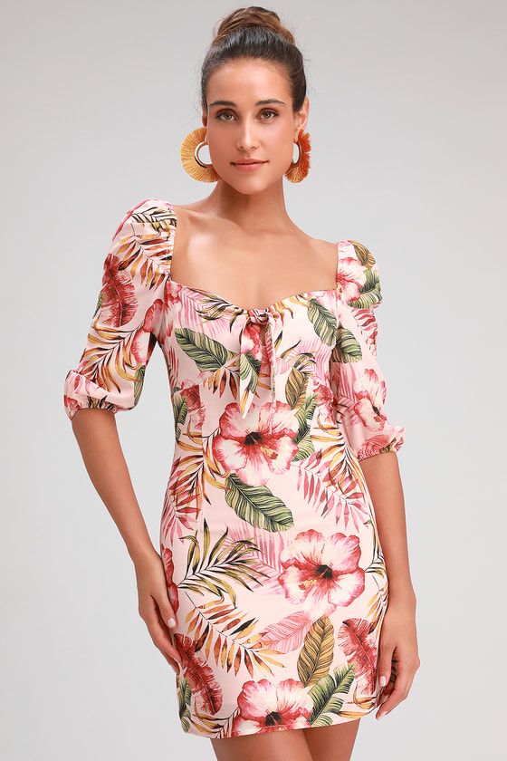 Pink store tropical dress