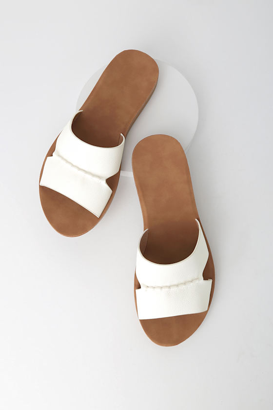 Jaslene White Slide Sandals 1