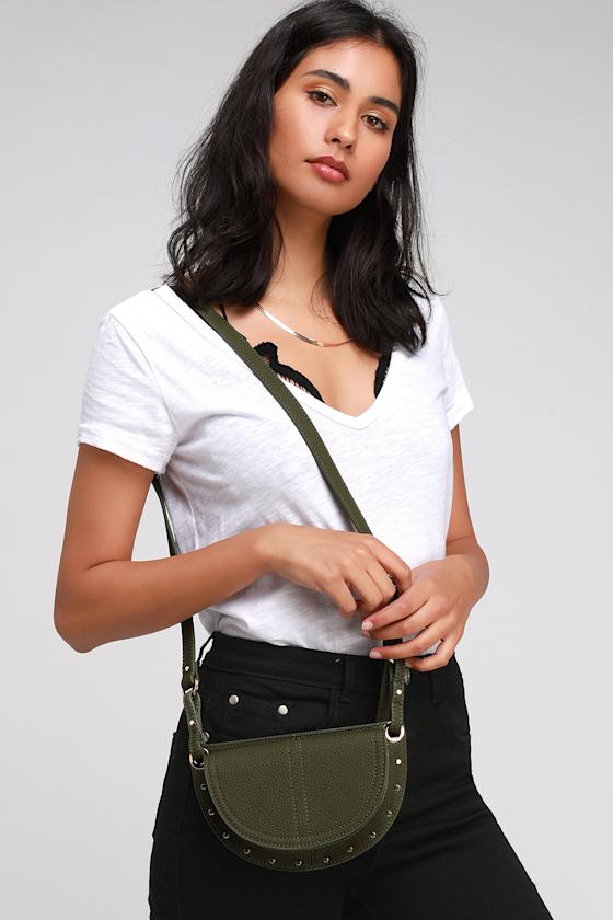 Cute Olive Green Belt Bag Vegan Leather Belt Bag Studded Bag Lulus