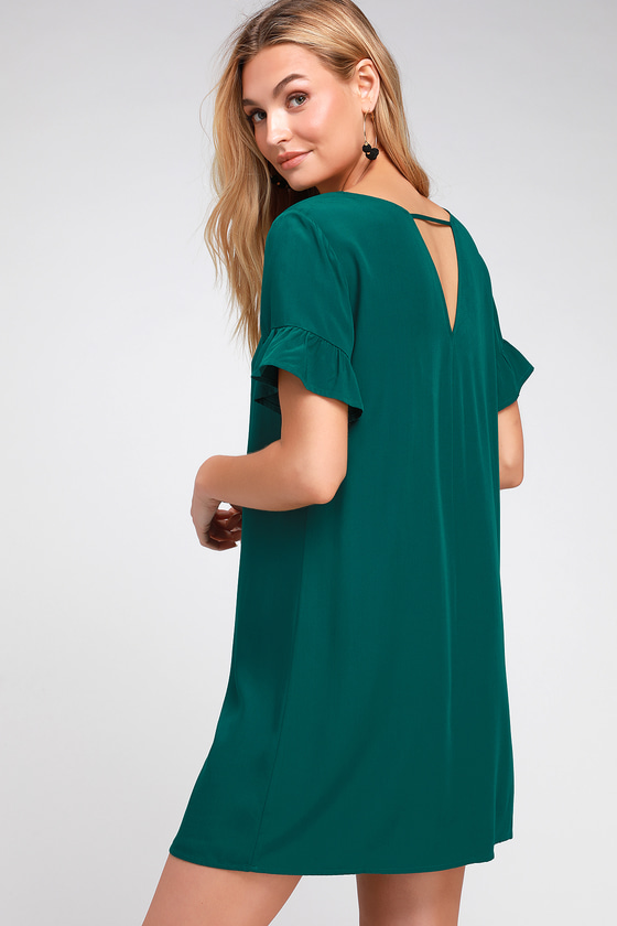 long sleeve green mini dress
