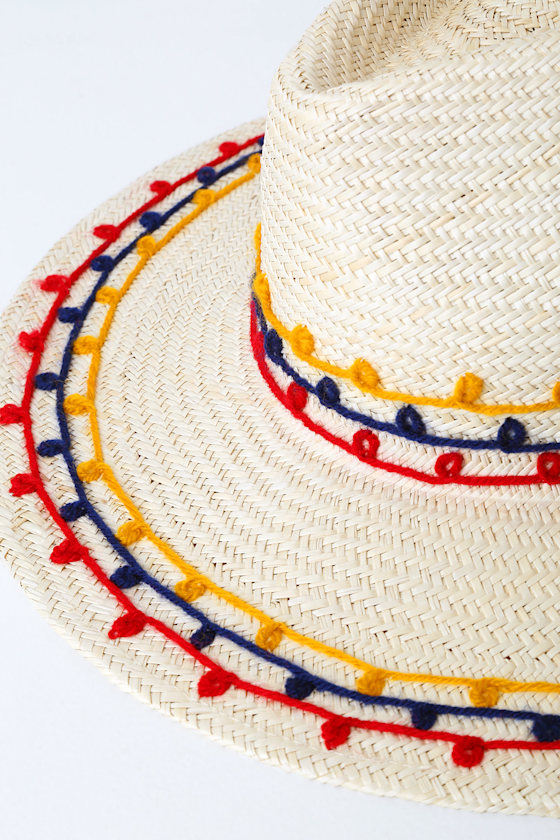 Joanna Tan Embroidered Straw Fedora Hat 3