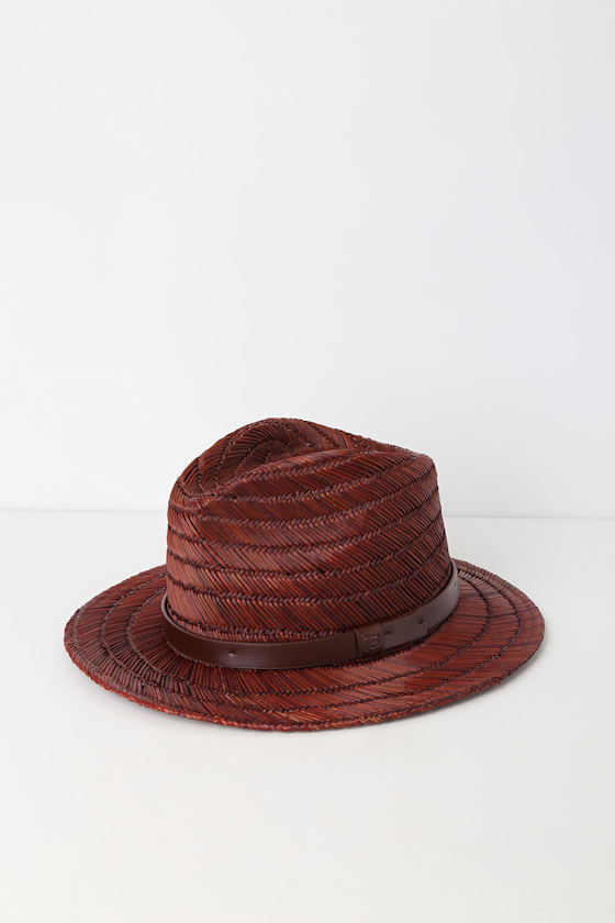 Messer Brown Straw Fedora Hat 4
