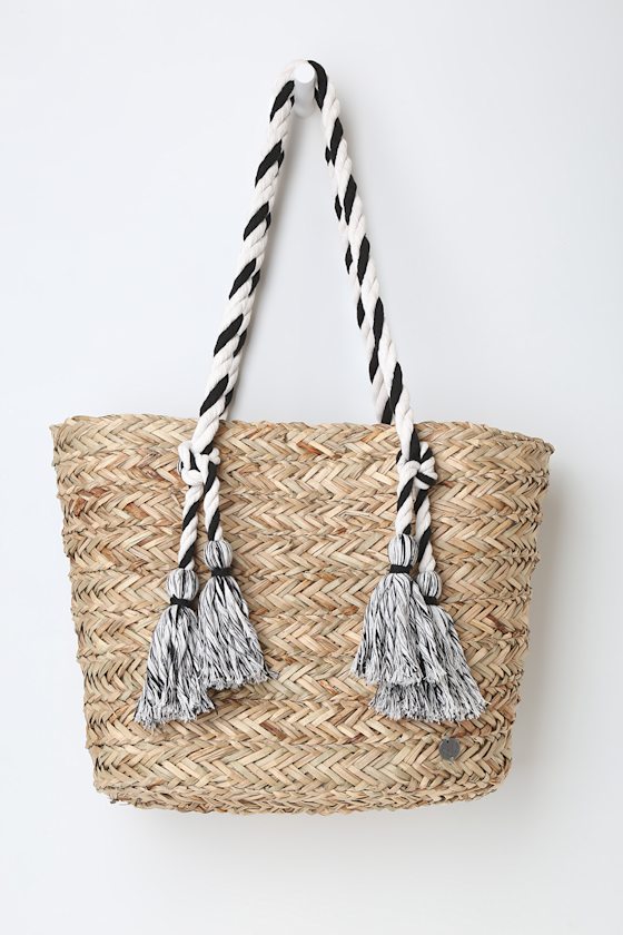Island Time Natural Woven Tassel Tote Bag 2