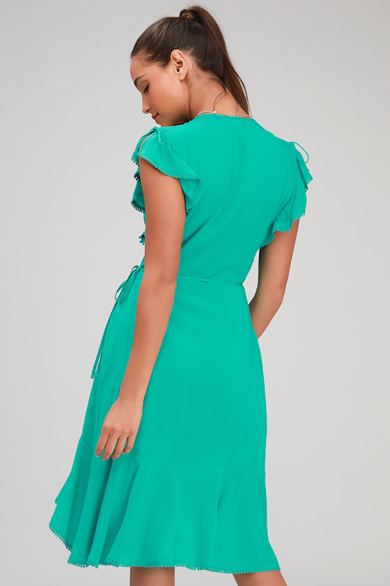 Adeleine Green Wrap Midi Dress 4