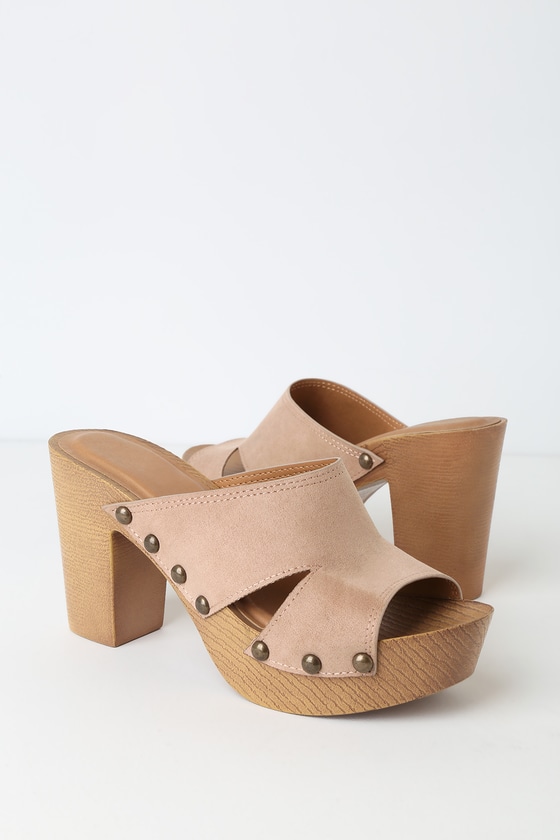 taupe platform heels