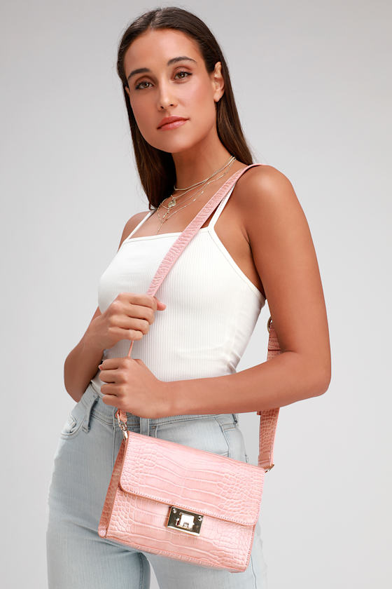 Huxley Blush Pink Crocodile Embossed Purse 1