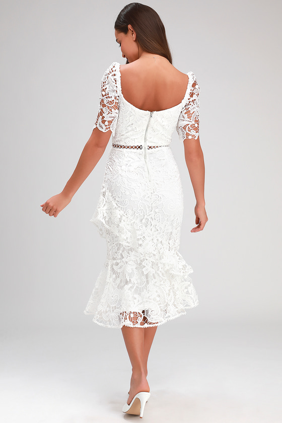 briarwood blush pink lace ruffled midi dress